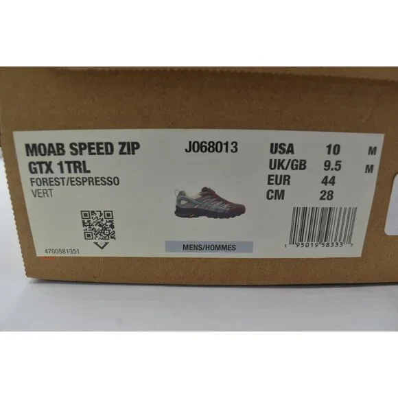 Merrell Mens Size 10 MOAB Speed Zip GTX Gore-Tex Waterproof Hiking Shoes